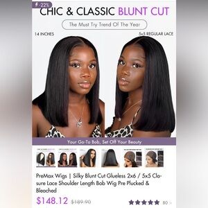 LUVME Bob blunt cut wig